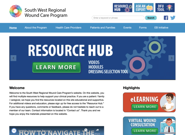 South West Regional Woundcare Portal website